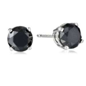 Elegant Black Stud Earrings 2 Carat White Gold